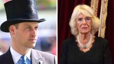 La reina consorte Camilla dio un paso en falso y el príncipe William la auxilió