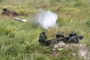 An FGM-148 Javelin anti-tank missile is fired during the 36th Han Kung military exercises in Taichung City, central Taiwan, Thursday, July 16, 2020. (AP Photo/Chiang Ying-ying)