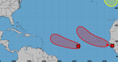 Fuerte onda tropical sobre el Océano Atlántico pudiera convertirse en ciclón tropical en sólo horas